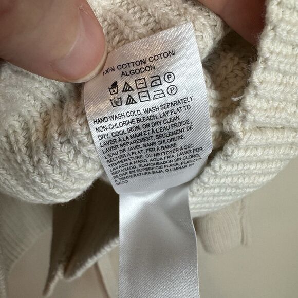 Lucky Brand Sweater Women’s Size S/M Lace Up Back Ribbed Cream Coastal Country - Picture 7 of 7